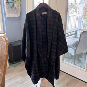 Scottish plaid cape with attached scarf, one size